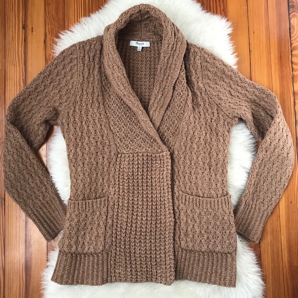 MADEWELL Tan Shawl Collar Snap Cardigan Sz XS - Picture 2 of 7